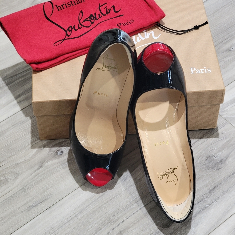 Christian Louboutin black peep toe shoes